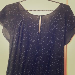 Lovely summer light silk sundress in black/stars